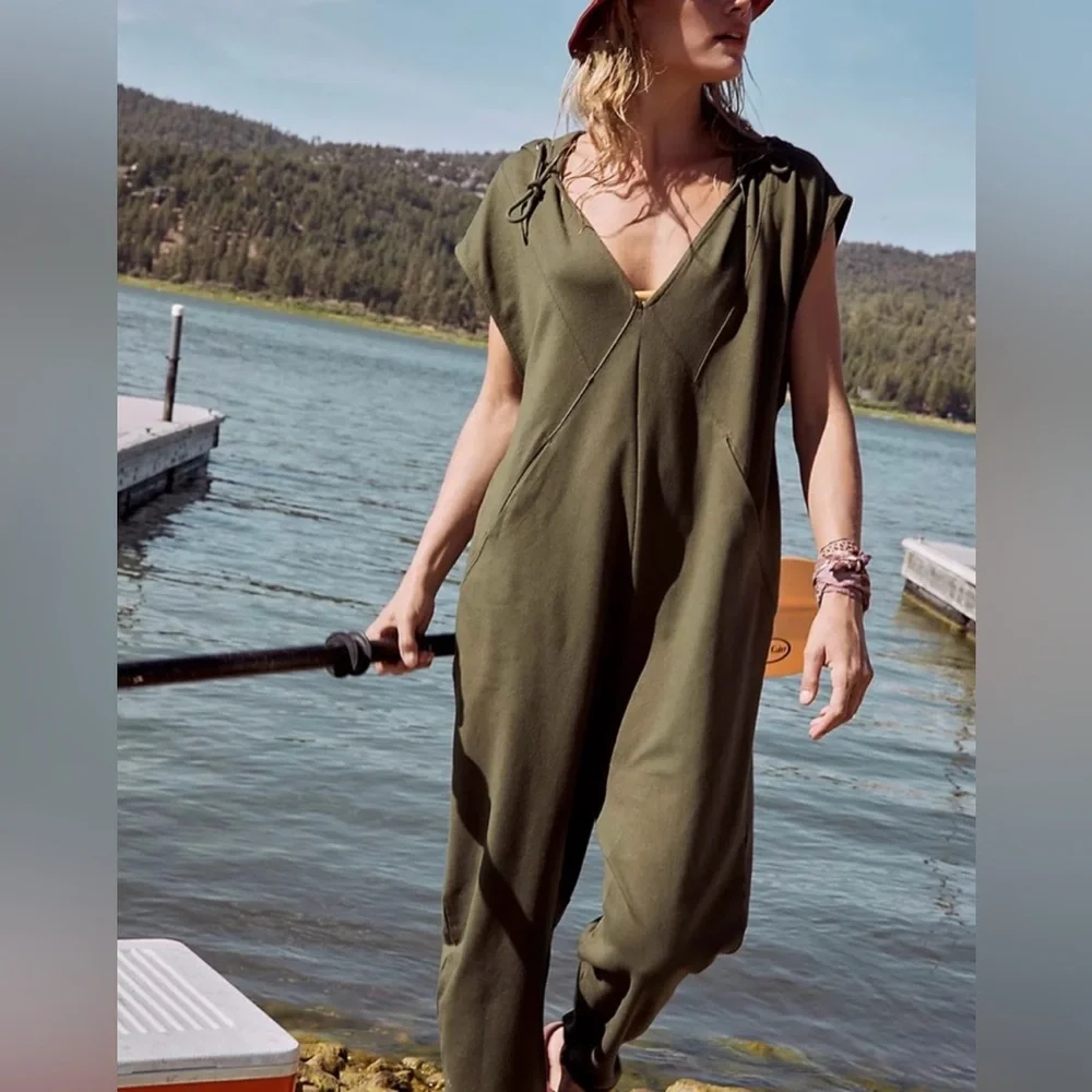 Free People FP Movement Nothing But Sweats One Piece Hooded Jumpsuit